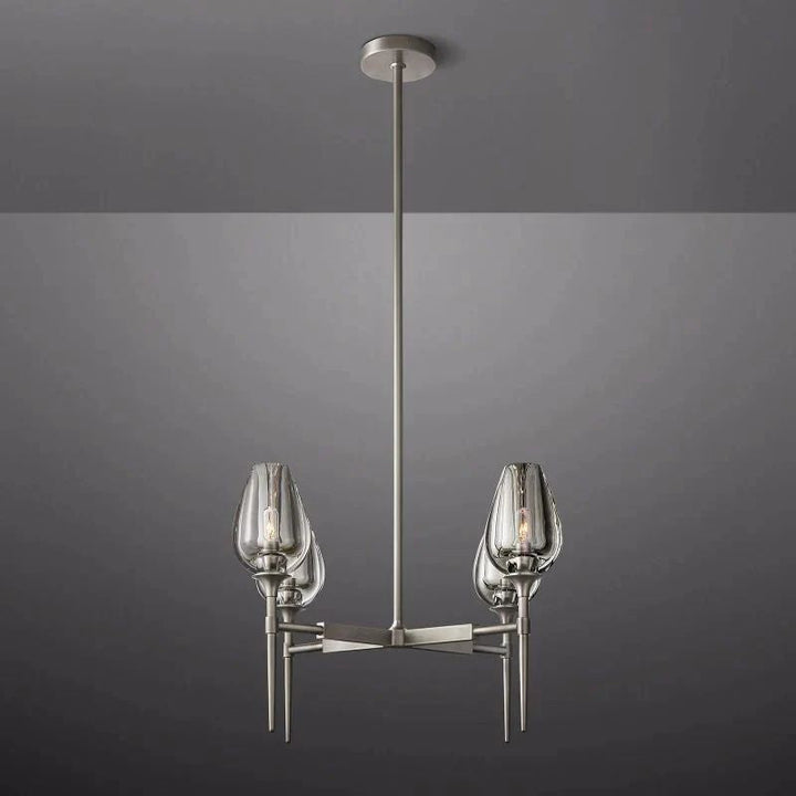 Tulip Series Glass Round Chandelier 27"D