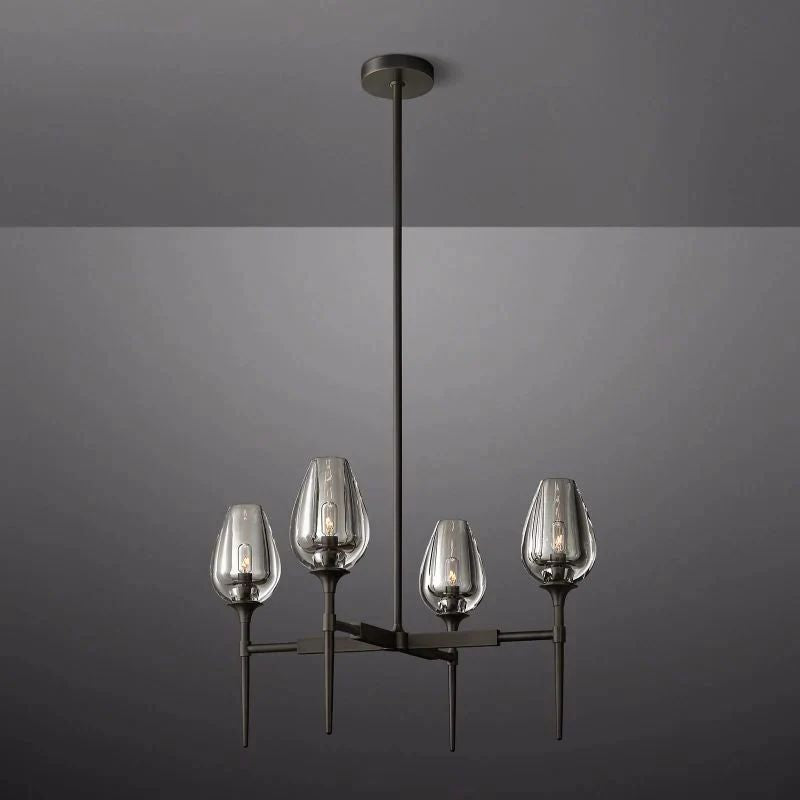 Tulip Series Glass Round Chandelier 42"D