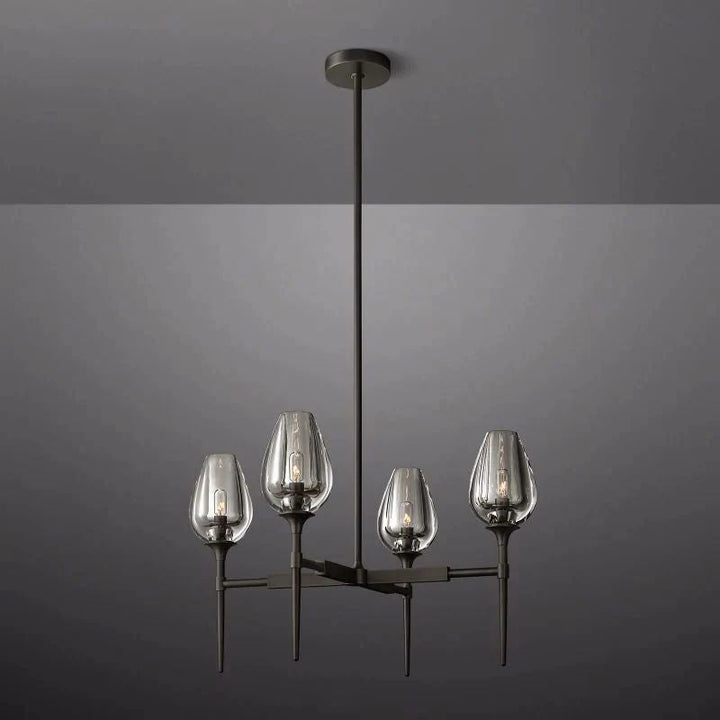 Tulip Series Glass Round Chandelier 42"D