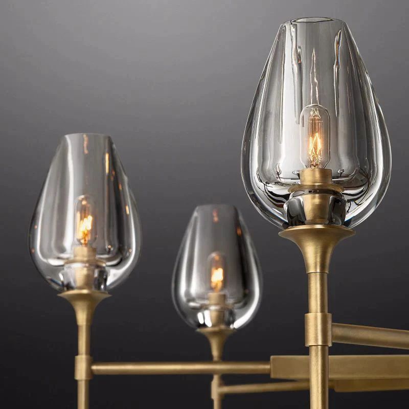 Tulip Series Glass Round Chandelier 42"D