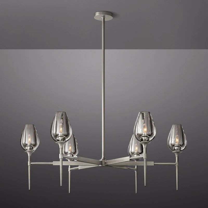Tulip Series Glass Round Chandelier 27"D