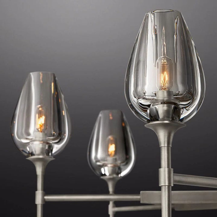 Tulip Series Glass Round Chandelier 42"D