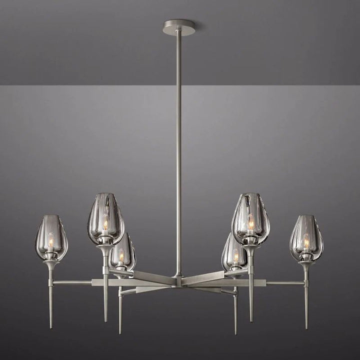 Tulip Series Glass Round Chandelier 42"D