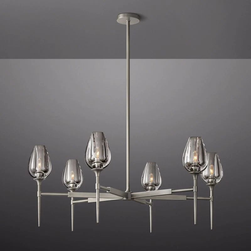 Tulip Series Glass Round Chandelier 42"D