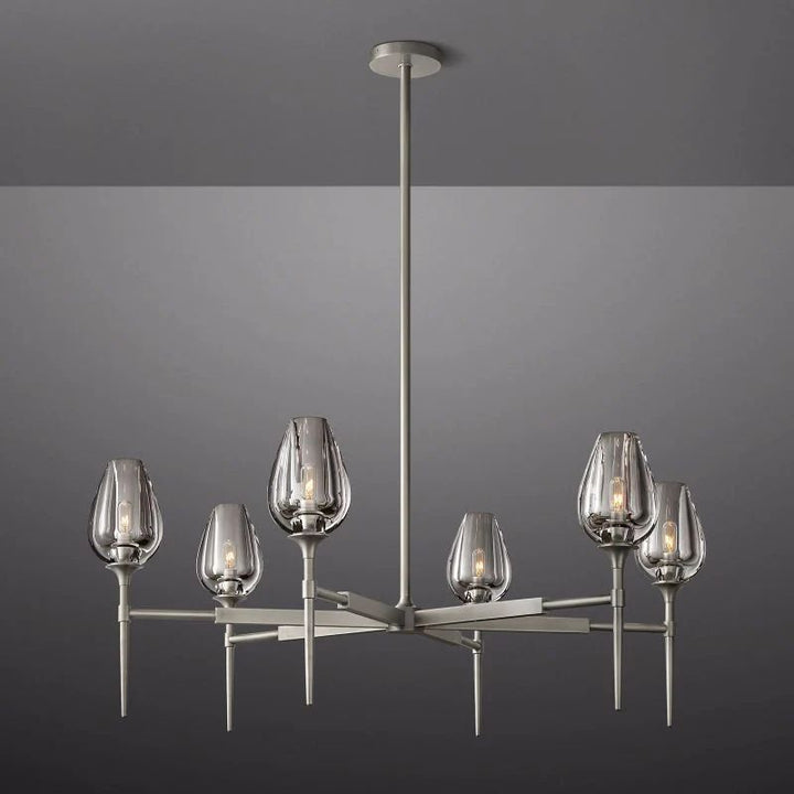 Tulip Series Glass Round Chandelier 42"D