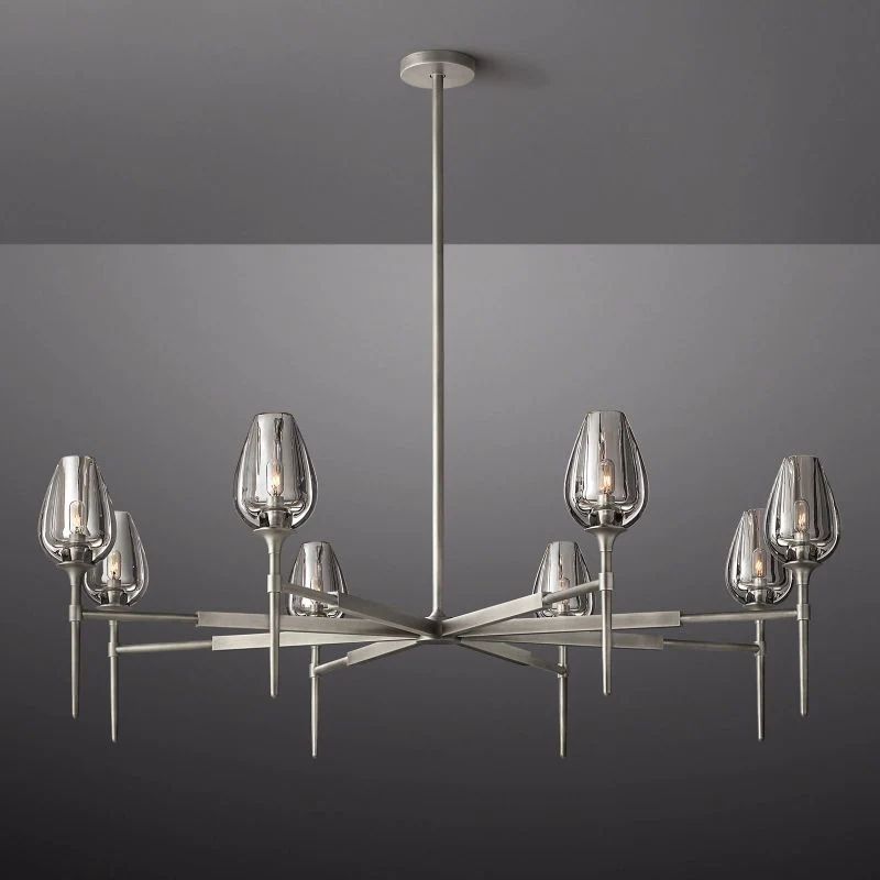 Tulip Series Glass Round Chandelier 42"D