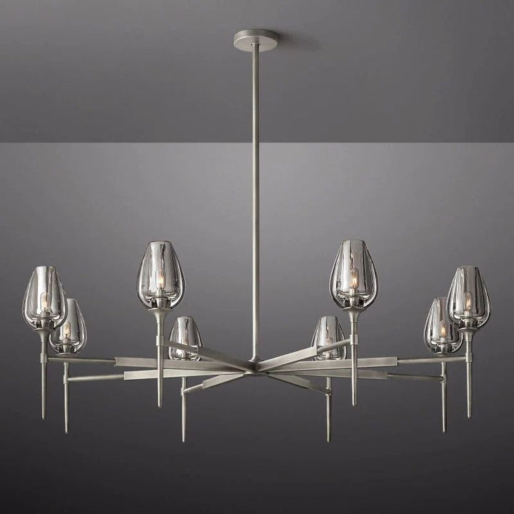 Tulip Series Glass Round Chandelier 42"D