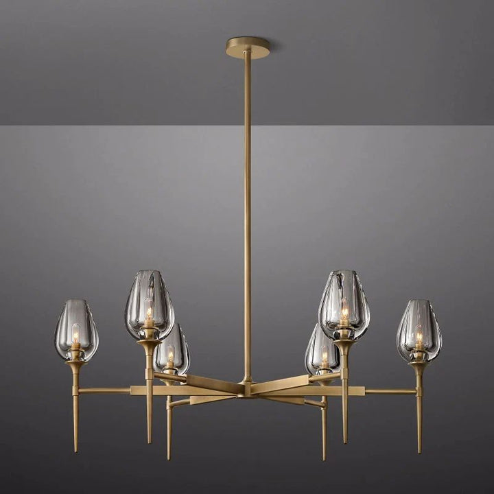 Tulip Series Glass Round Chandelier 42"D