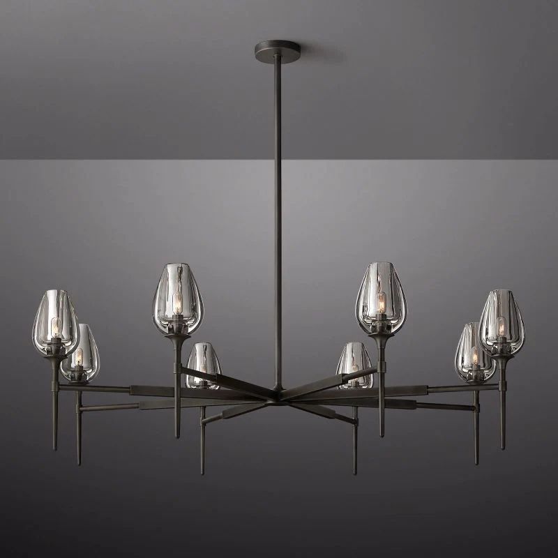 Tulip Series Glass Round Chandelier 42"D