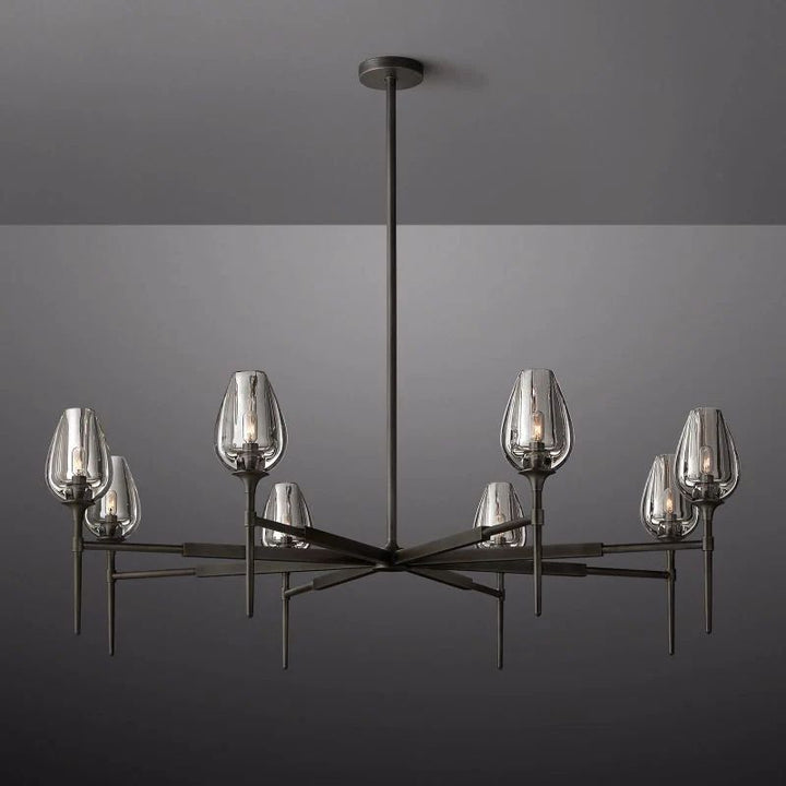 Tulip Series Glass Round Chandelier 42"D