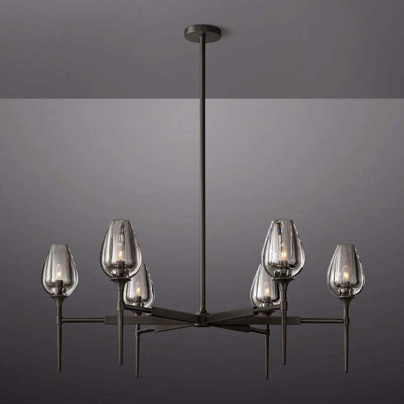Tulip Series Glass Round Chandelier 42"D