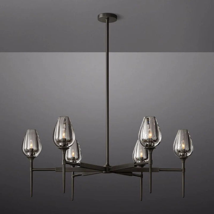 Tulip Series Glass Round Chandelier 42"D