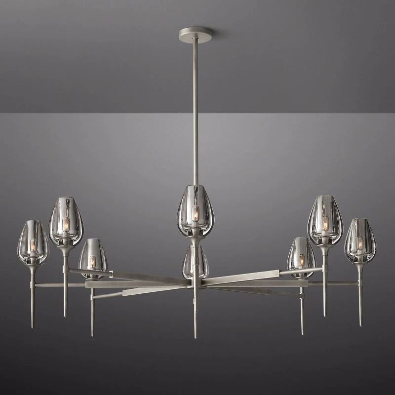 Tulip Series Glass Round Chandelier 42"D
