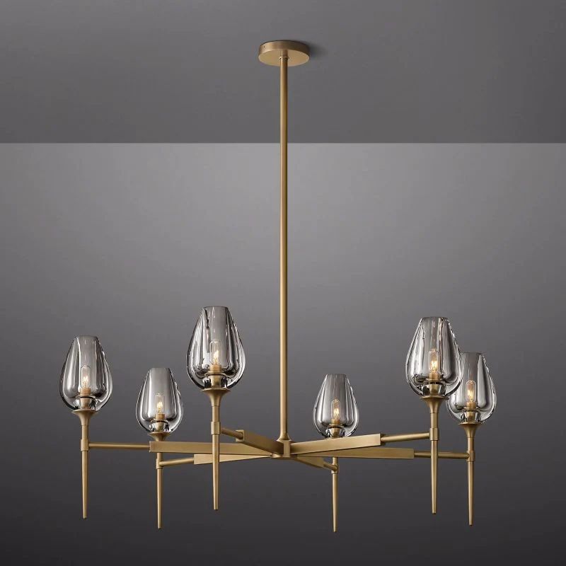 Tulip Series Glass Round Chandelier 42"D