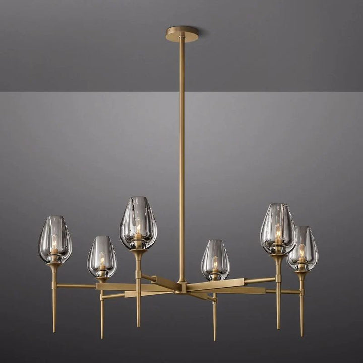 Tulip Series Glass Round Chandelier 42"D