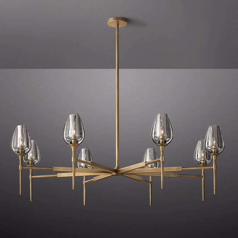 Tulip Series Glass Round Chandelier 42"D