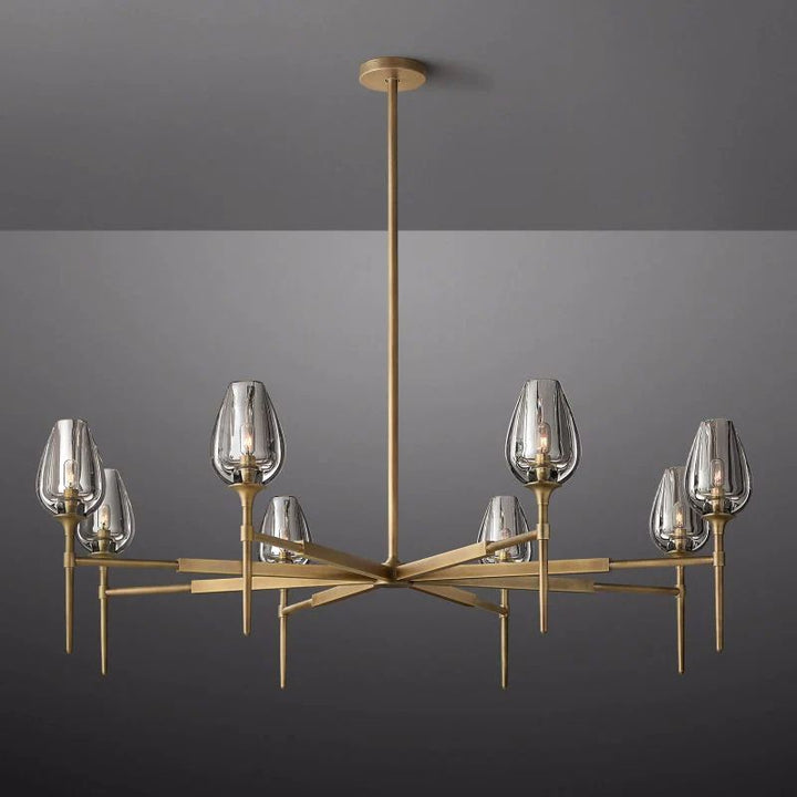 Tulip Series Glass Round Chandelier 42"D