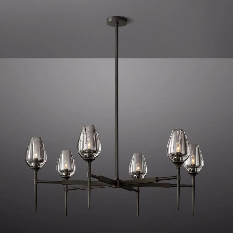 Tulip Series Glass Round Chandelier 42"D