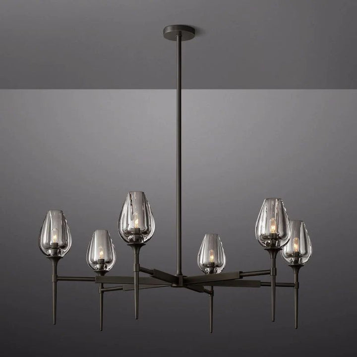 Tulip Series Glass Round Chandelier 42"D