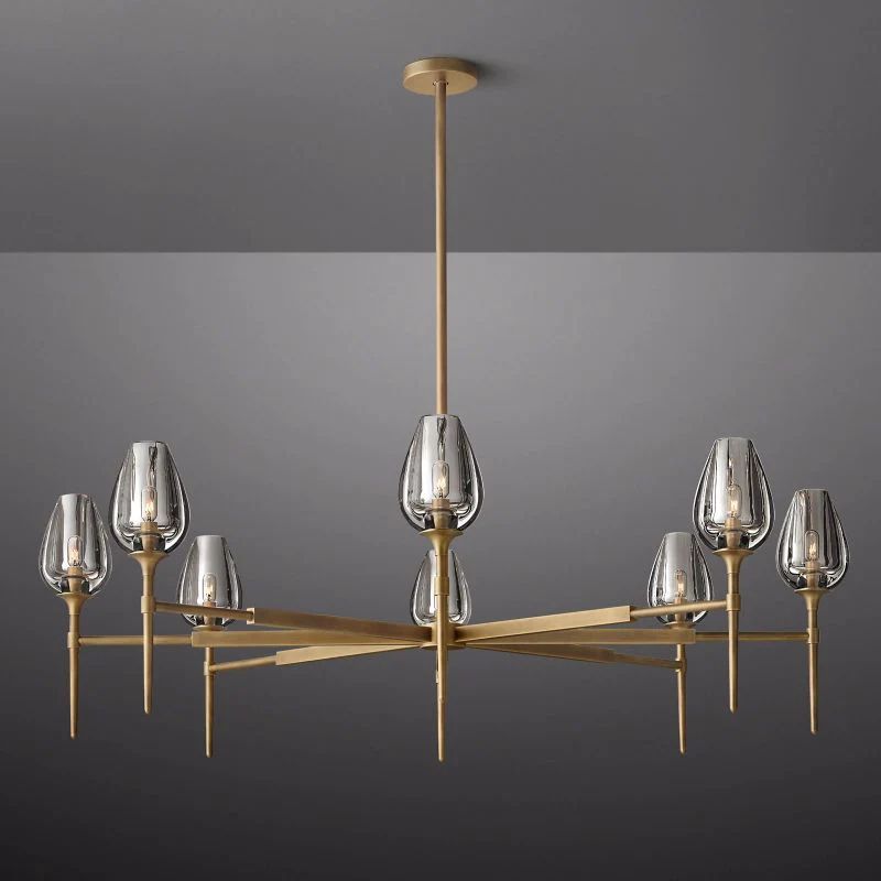 Tulip Series Glass Round Chandelier 27"D