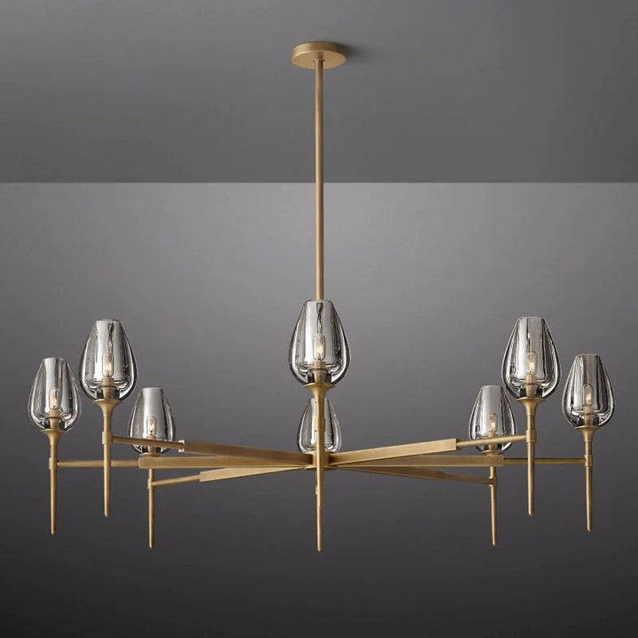 Tulip Series Glass Round Chandelier 27"D