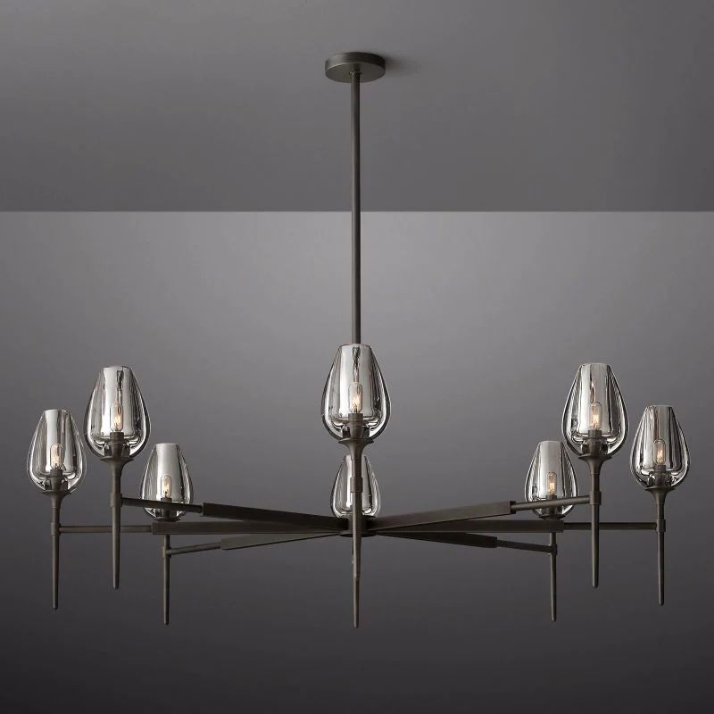 Tulip Series Glass Round Chandelier 42"D