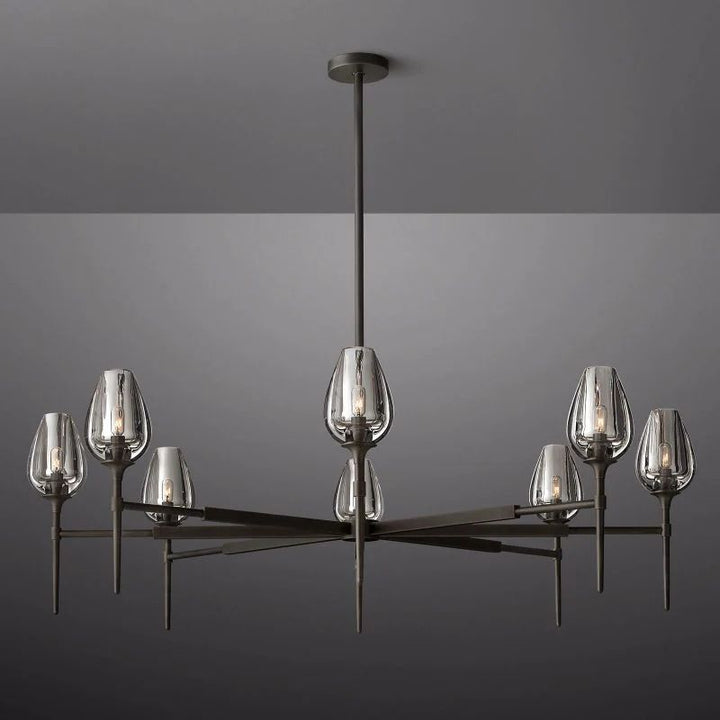 Tulip Series Glass Round Chandelier 42"D