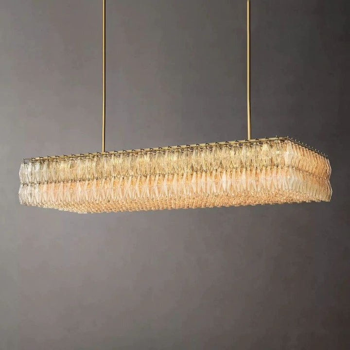 Vicky Clear Glass Rectangular Chandelier 74" For Living Room
