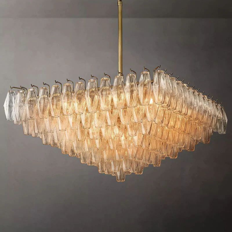 Vicky Clear Glass Square Chandelier 32" For Living Room