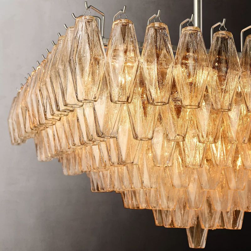 Vicky Clear Glass Square Chandelier 32" For Living Room
