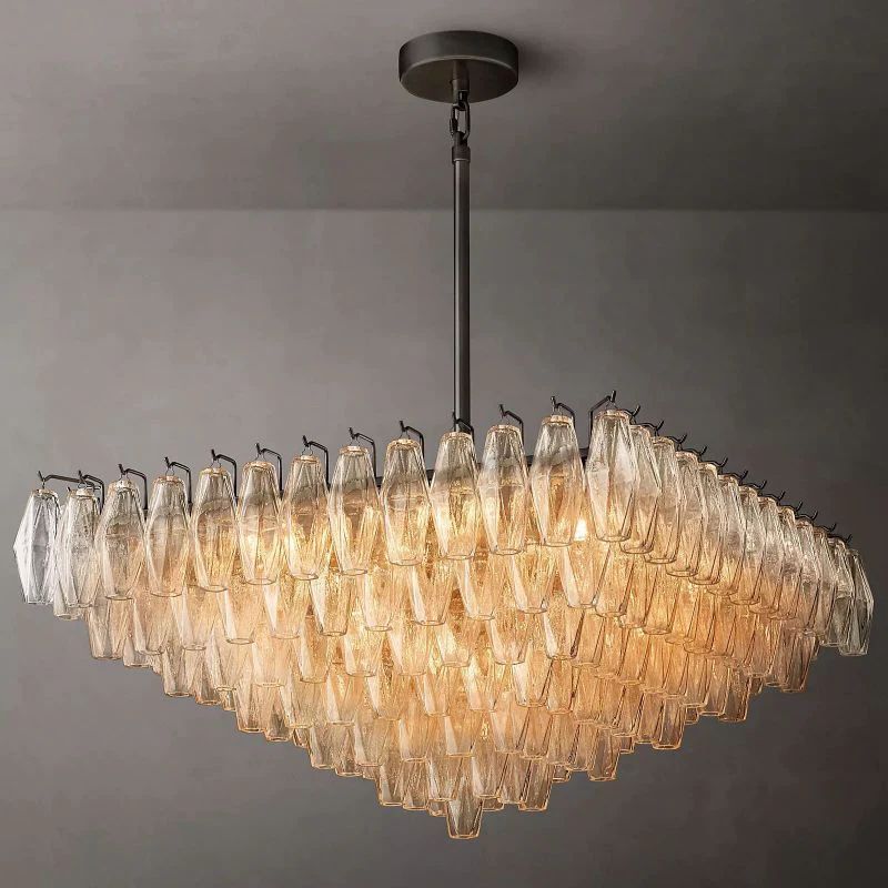 Vicky Clear Glass Square Chandelier 32" For Living Room
