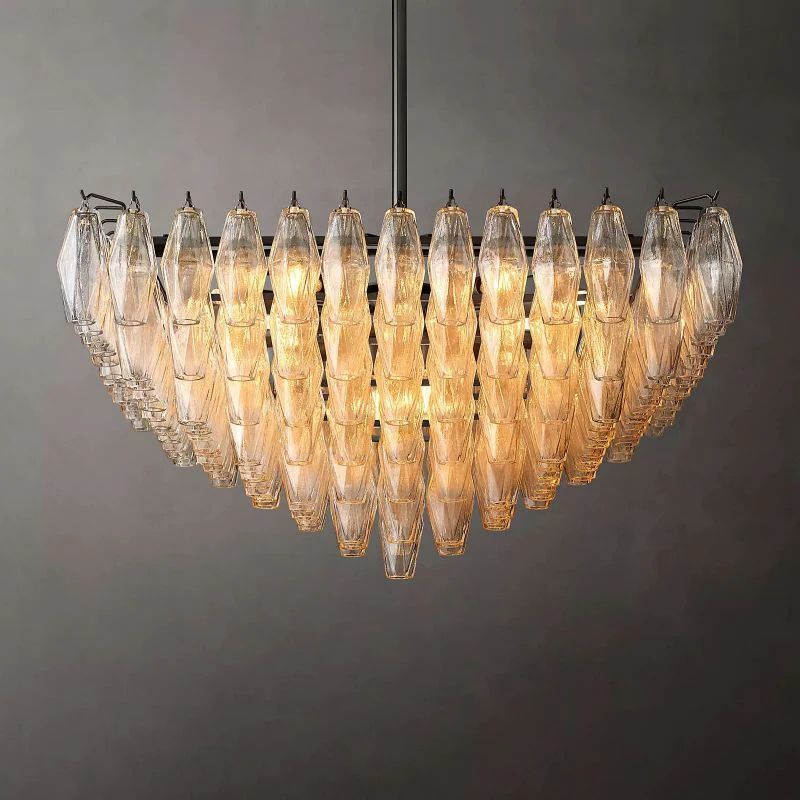 Vicky Clear Glass Square Chandelier 32" For Living Room