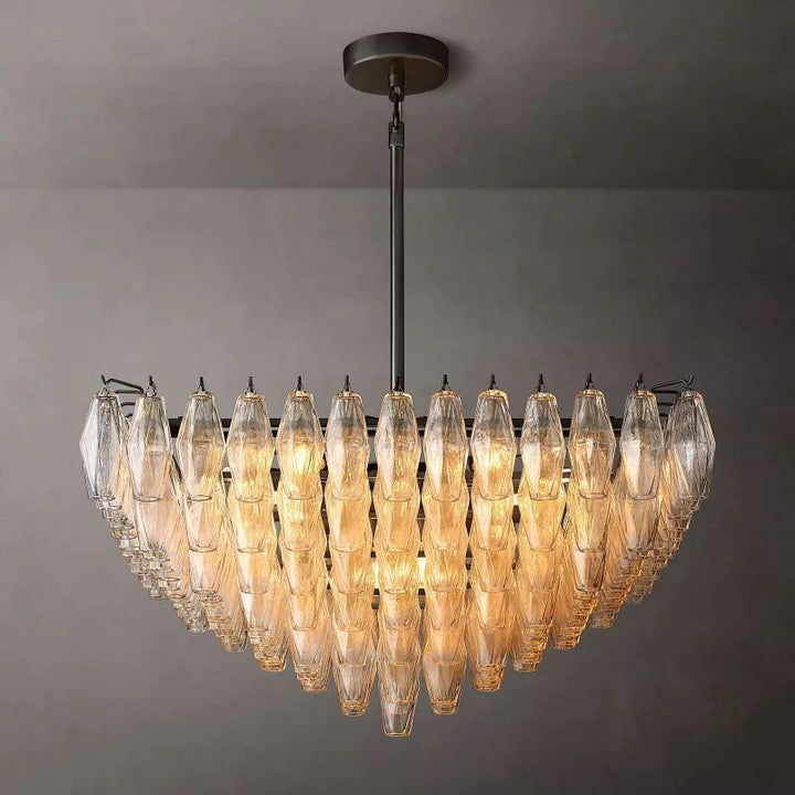 Vicky Clear Glass Square Chandelier 32" For Living Room