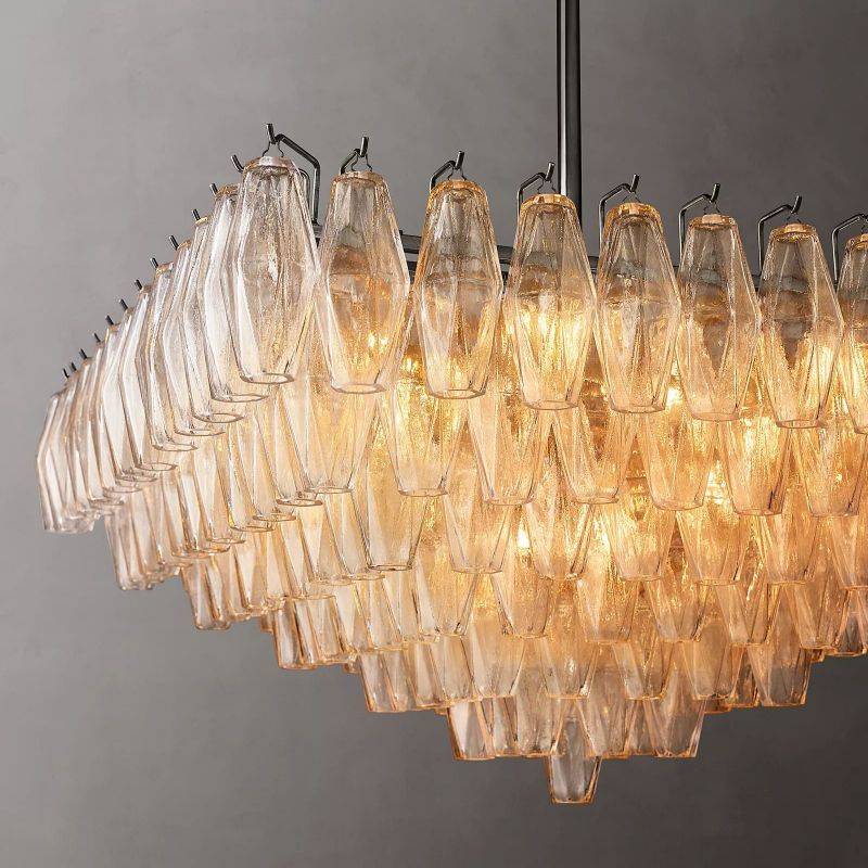 Vicky Clear Glass Square Chandelier 32" For Living Room