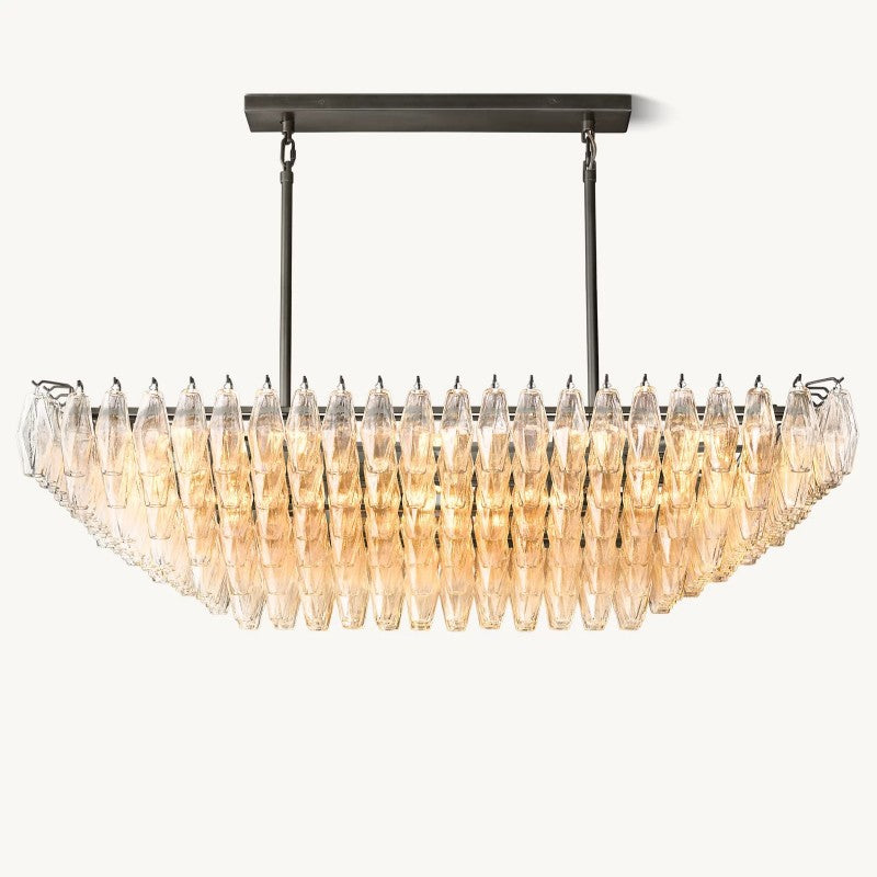 Vicky Clear Glass Tiered Rectangular Chandelier 54"