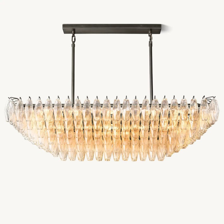 Vicky Clear Glass Tiered Rectangular Chandelier 54"