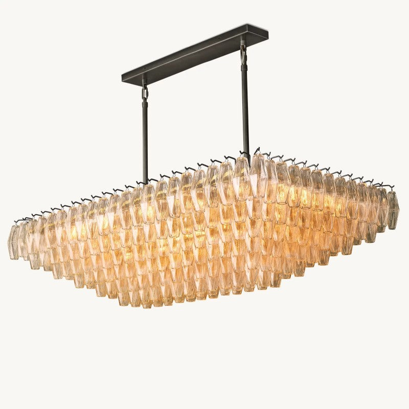 Vicky Clear Glass Tiered Rectangular Chandelier 54"