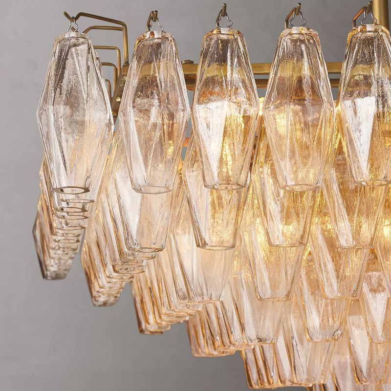 Vicky Clear Glass Tiered Rectangular Chandelier 54" For Living Room