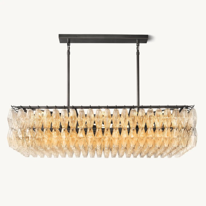 Vicky Glass Rectangular Chandelier 54"