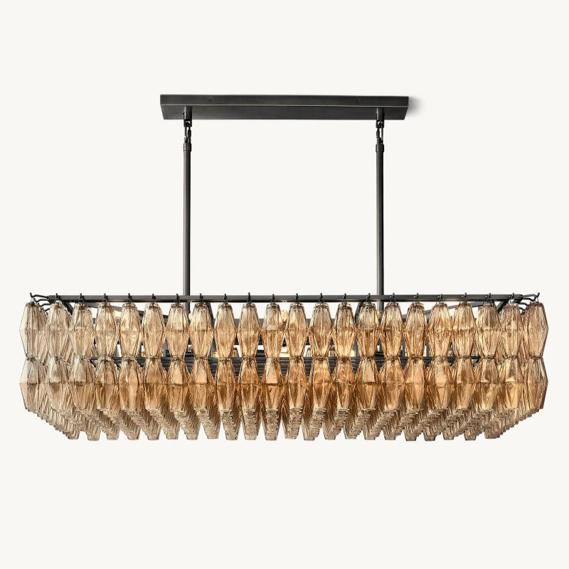 Vicky Glass Rectangular Chandelier 54"