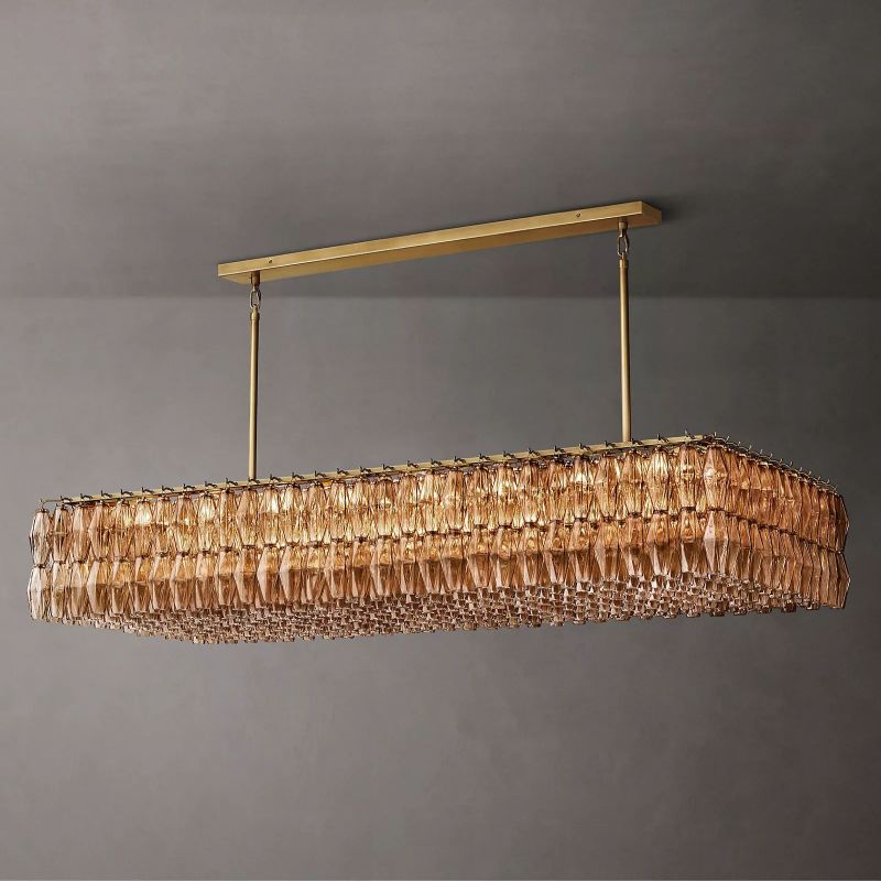 Vicky Glass Rectangular Chandelier 74"