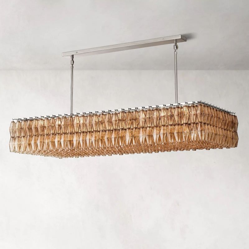 Vicky Glass Rectangular Chandelier 74"