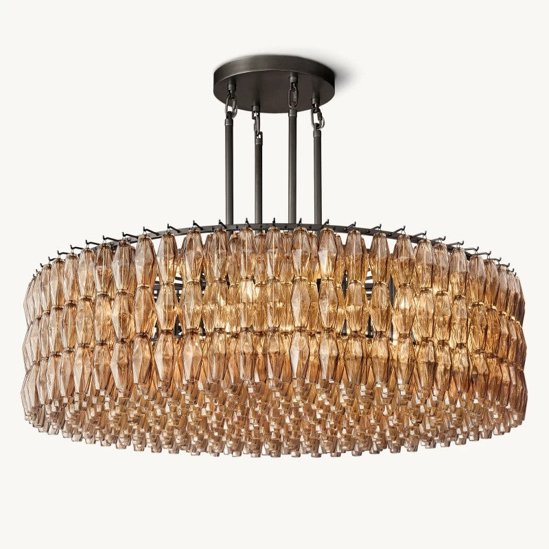 Vicky Smoke Glass Round Chandelier 62"