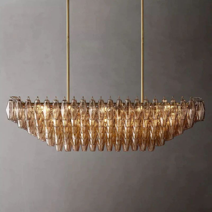 Vicky Smoke Glass Tiered Rectangular Chandelier 54" For Living Room