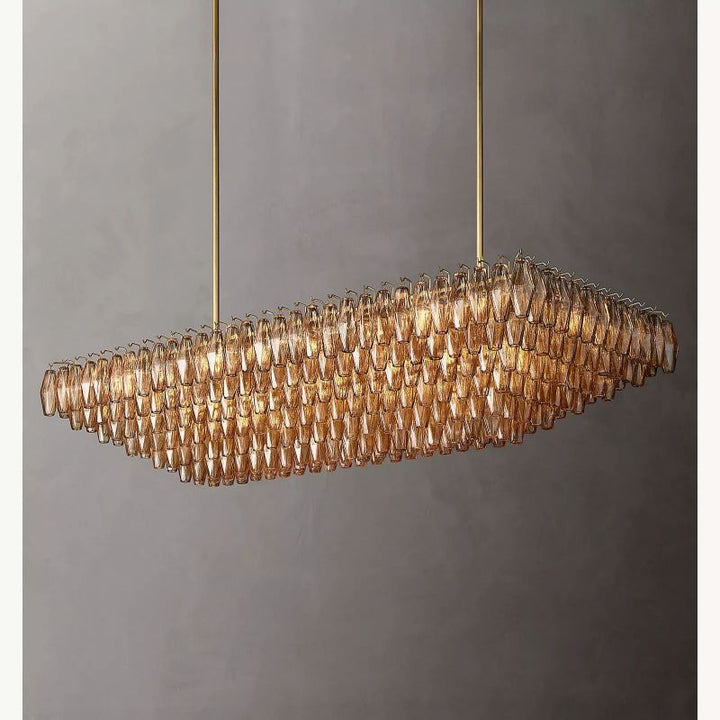 Vicky Smoke Glass Tiered Rectangular Chandelier
