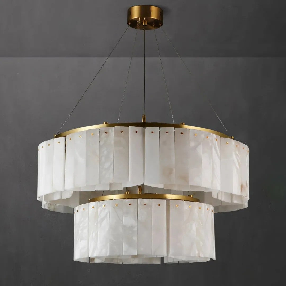 Villar Alabaster Round 2 Tier Chandelier