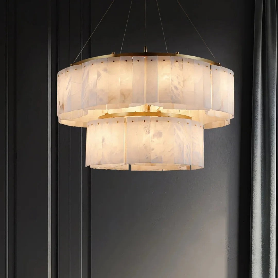 Villar Alabaster Round 2 Tier Chandelier