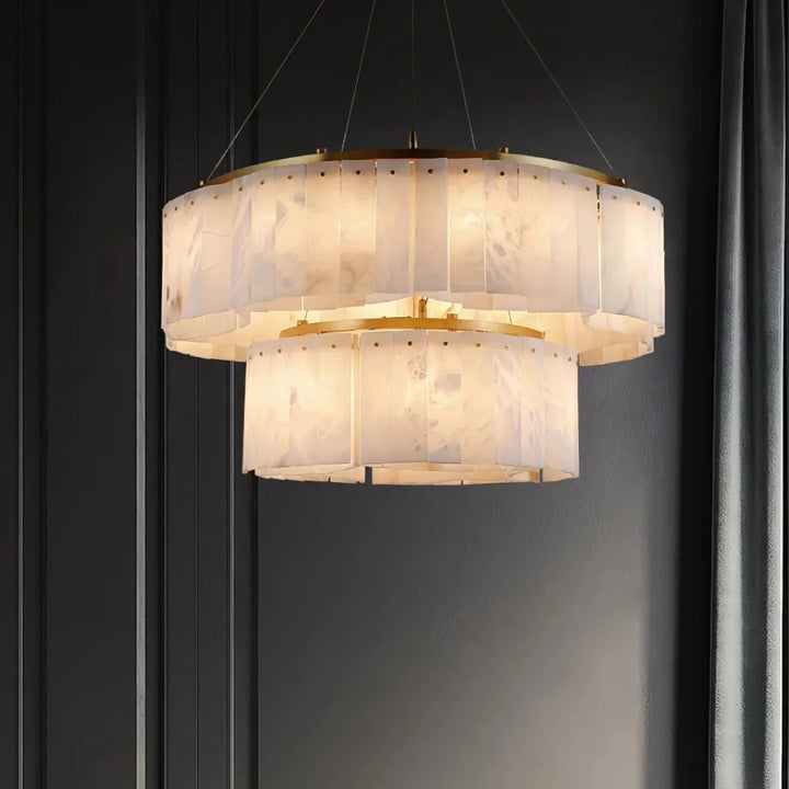 Villar Alabaster Round 2 Tier Chandelier