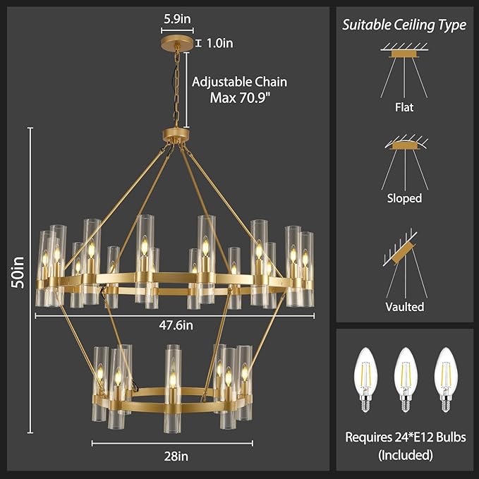 Wagon Wheel 2-Tier Chandelier 60‘’
