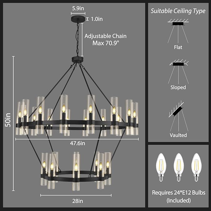 Wagon Wheel 2-Tier Chandelier 60‘’